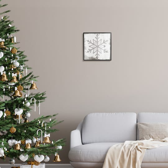 Stupell Industries Rustic Winter Snowflake Shape Framed Giclee Art